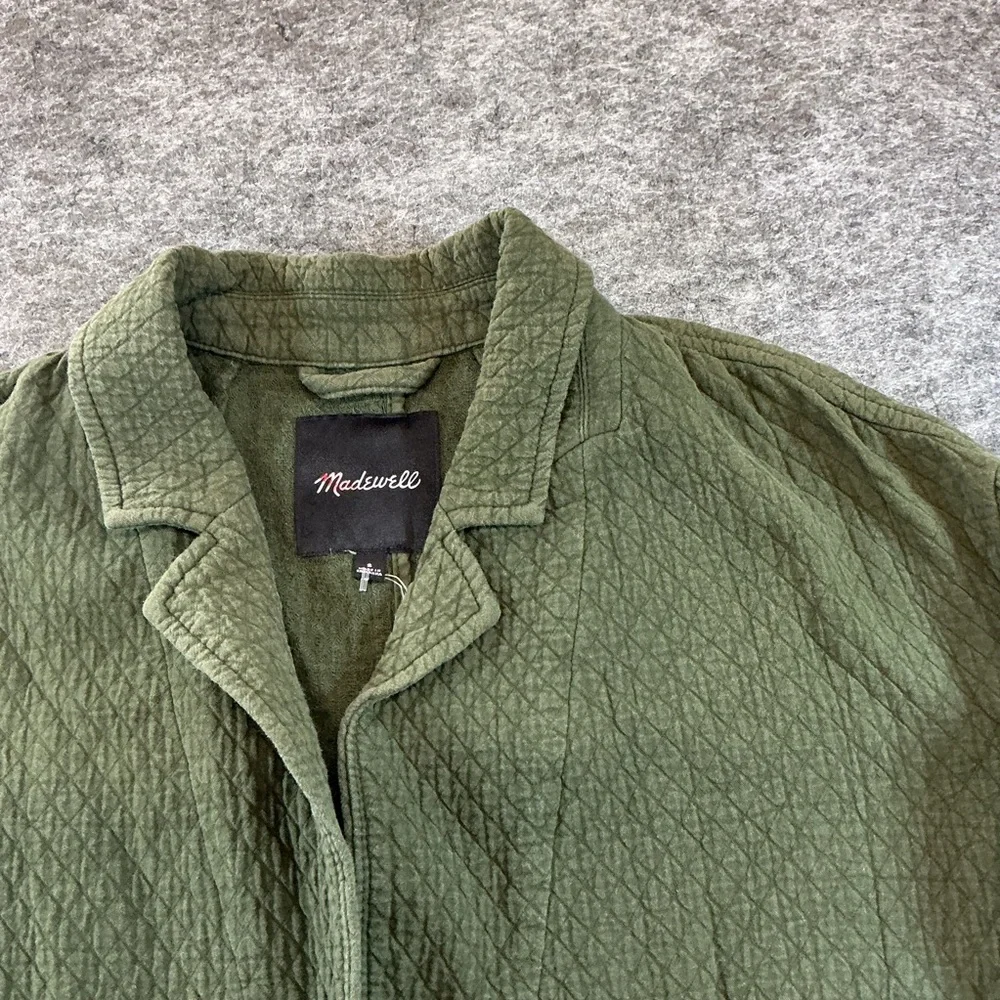 Madewell Thick Muslin Quilted Oversized Earthy Green 100% Cotton Blazer - Picture 3 of 4